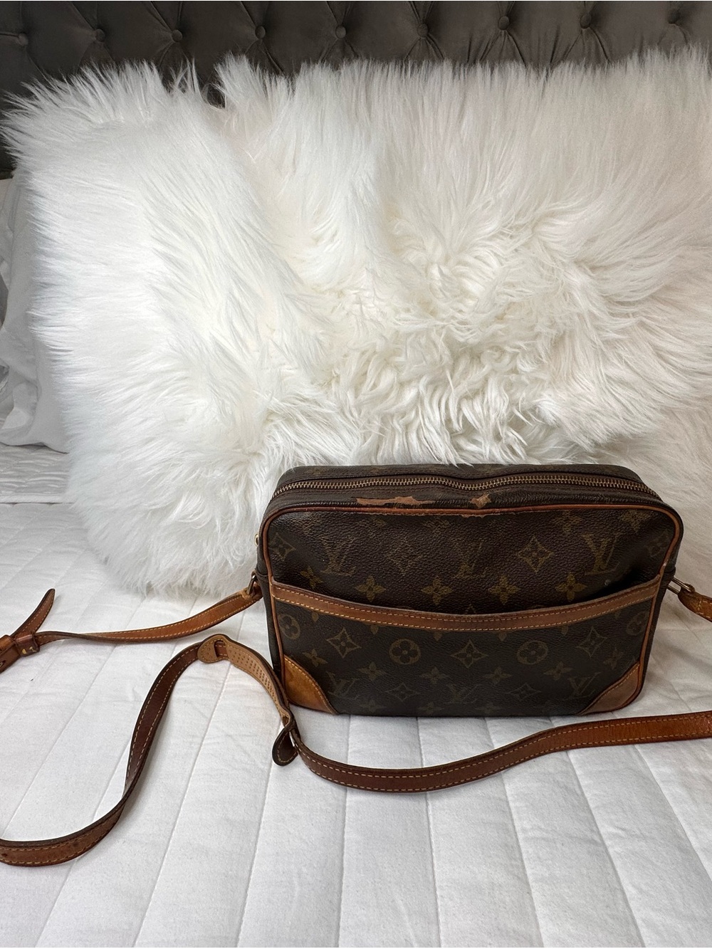 Vintage Monogram Canvas Brown Crossbody Bag